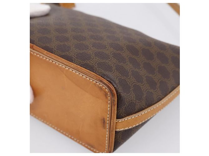 Céline Pouch CELINE Macadam Canvas PVC Leather Brown Gold Auth mr2827 Marrone D'oro - vista 15
