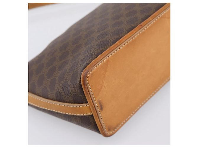Céline Pouch CELINE Macadam Canvas PVC Leather Brown Gold Auth mr2827 Marrone D'oro - vista 16