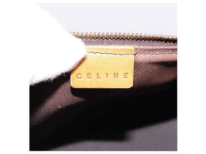 Céline Pouch CELINE Macadam Canvas PVC Leather Brown Gold Auth mr2827 Marrone D'oro - vista 17