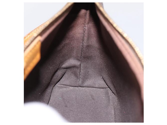 Céline Pouch CELINE Macadam Canvas PVC Leather Brown Gold Auth mr2827 Marrone D'oro - vista 18