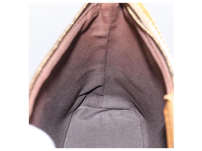 Céline Pouch CELINE Macadam Canvas PVC Leather Brown Gold Auth mr2827 Marrone D'oro - vista 19