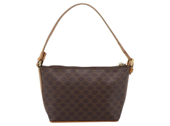 Céline Pouch CELINE Macadam Canvas PVC Leather Brown Gold Auth mr2827 Marrone D'oro - vista 2