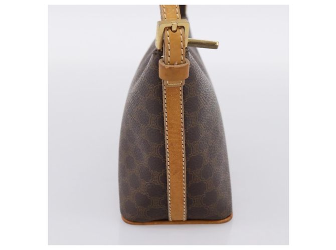 Céline Pouch CELINE Macadam Canvas PVC Leather Brown Gold Auth mr2827 Marrone D'oro - vista 3