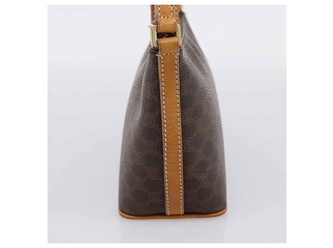 Céline Pouch CELINE Macadam Canvas PVC Leather Brown Gold Auth mr2827 Marrone D'oro - vista 4