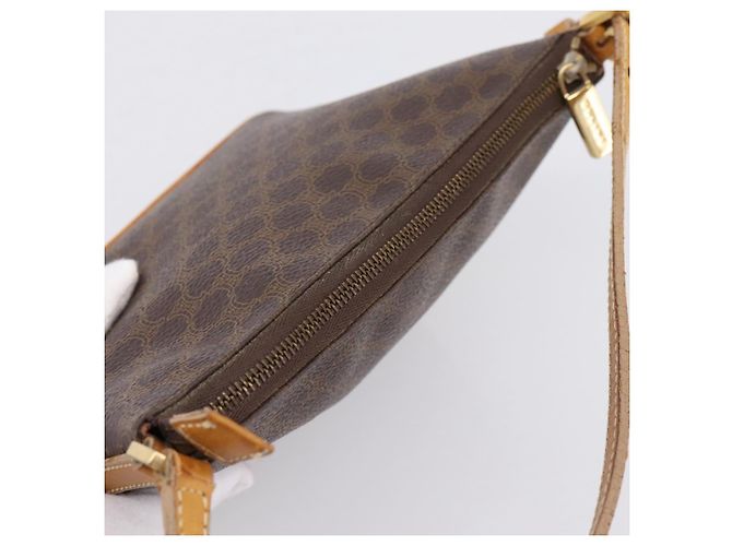 Céline Pouch CELINE Macadam Canvas PVC Leather Brown Gold Auth mr2827 Marrone D'oro - vista 6