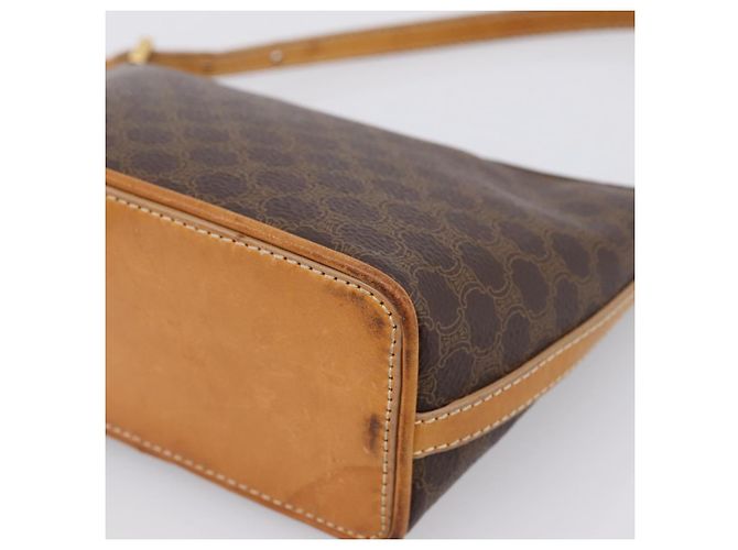 Céline Pouch CELINE Macadam Canvas PVC Leather Brown Gold Auth mr2827 Marrone D'oro - vista 9
