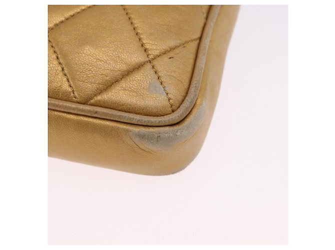 Borsa vita CHANEL Matelasse in pelle d'agnello Gold CC Auth 198737 D'oro - vista 15