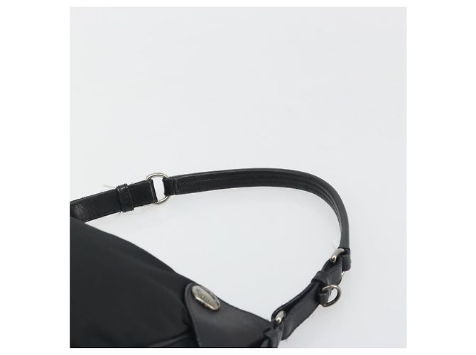 PRADA Schultertasche Nylon Leder Schwarz Silber Auth am12415V - Ansicht 14