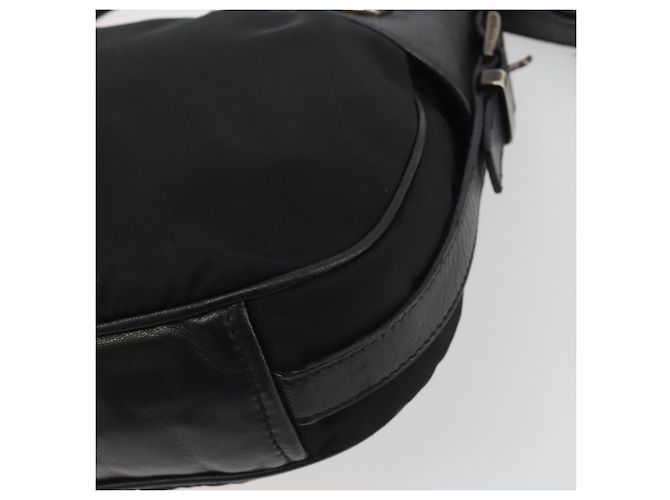 PRADA Schultertasche Nylon Leder Schwarz Silber Auth am12415V - Ansicht 17