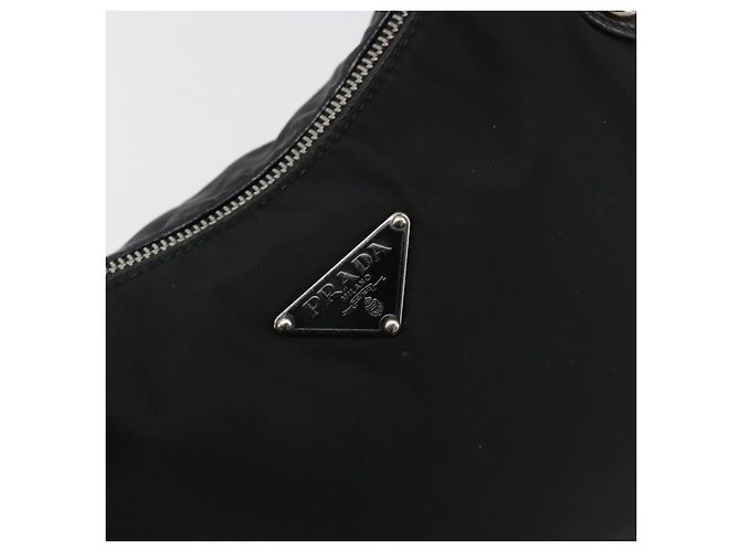 PRADA Schultertasche Nylon Leder Schwarz Silber Auth am12415V - Ansicht 19