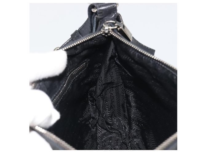 PRADA Schultertasche Nylon Leder Schwarz Silber Auth am12415V - Ansicht 22