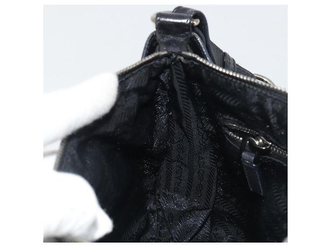 PRADA Schultertasche Nylon Leder Schwarz Silber Auth am12415V - Ansicht 23