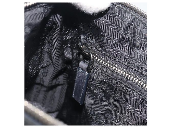 PRADA Schultertasche Nylon Leder Schwarz Silber Auth am12415V - Ansicht 24