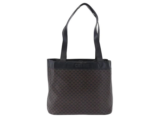 Céline Borsa Tote CELINE Macadam Canvas PVC Pelle Nero Oro Auth BA15122 D'oro - vista 13