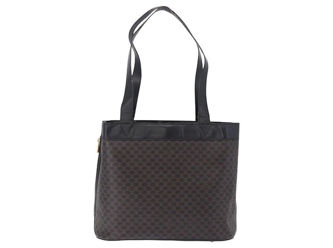 Céline Borsa Tote CELINE Macadam Canvas PVC Pelle Nero Oro Auth BA15122 D'oro - vista 2