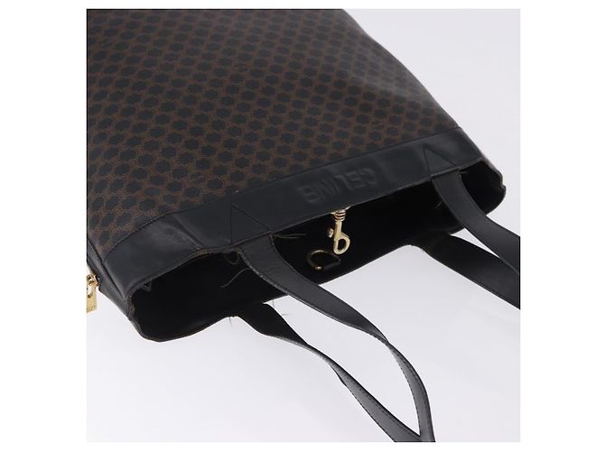 Céline Borsa Tote CELINE Macadam Canvas PVC Pelle Nero Oro Auth BA15122 D'oro - vista 6