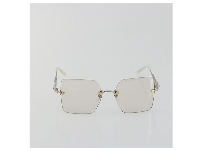 Gafas GUCCI Metal White Silver GG0644S Auth 196630M Plata Blanco - vista 13