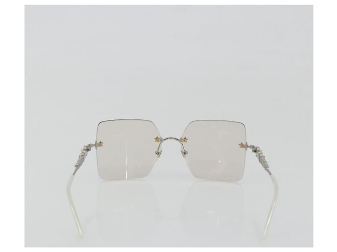 Gafas GUCCI Metal White Silver GG0644S Auth 196630M Plata Blanco - vista 2