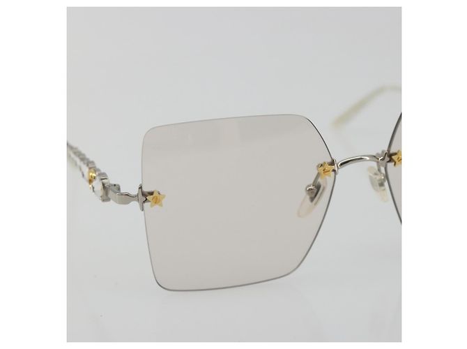 Gafas GUCCI Metal White Silver GG0644S Auth 196630M Plata Blanco - vista 5