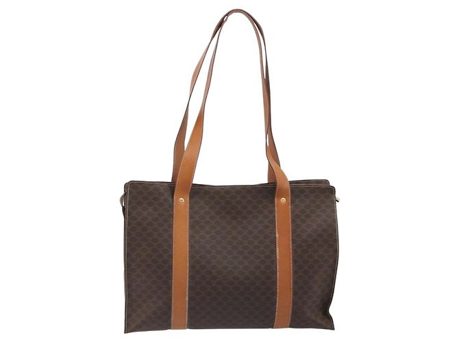 Céline Borsa Tote CELINE Macadam PVC Pelle Marrone Tono Oro Auth BA14854A - vista 2
