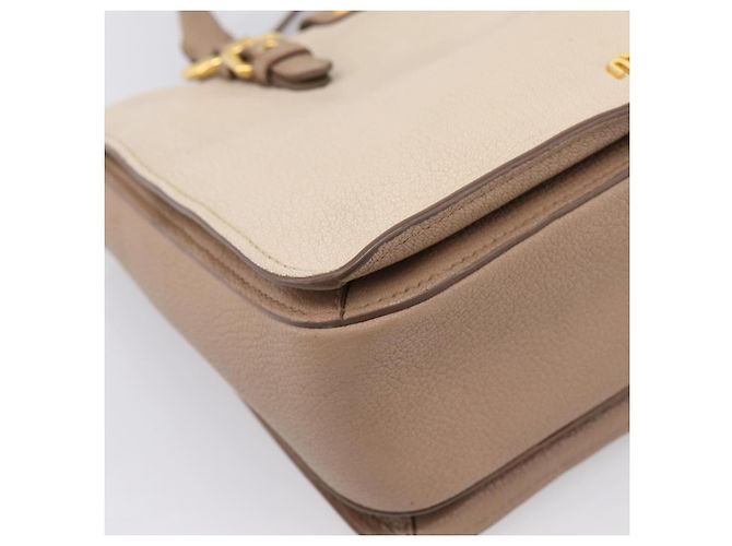 Borsa a mano Miu Miu in pelle 2way Beige Gold Auth ka5783A D'oro - vista 10