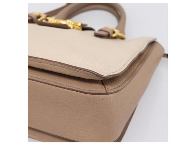 Borsa a mano Miu Miu in pelle 2way Beige Gold Auth ka5783A D'oro - vista 15