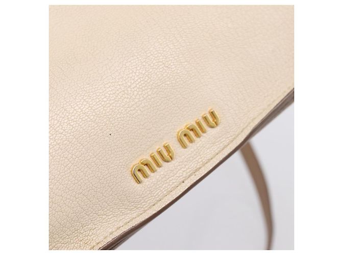 Borsa a mano Miu Miu in pelle 2way Beige Gold Auth ka5783A D'oro - vista 18