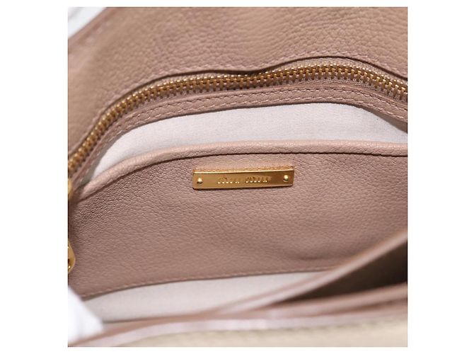 Borsa a mano Miu Miu in pelle 2way Beige Gold Auth ka5783A D'oro - vista 19