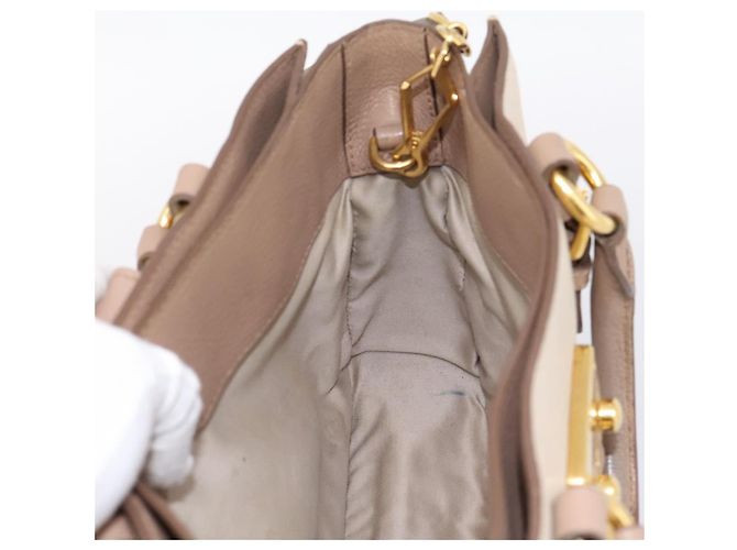 Borsa a mano Miu Miu in pelle 2way Beige Gold Auth ka5783A D'oro - vista 20