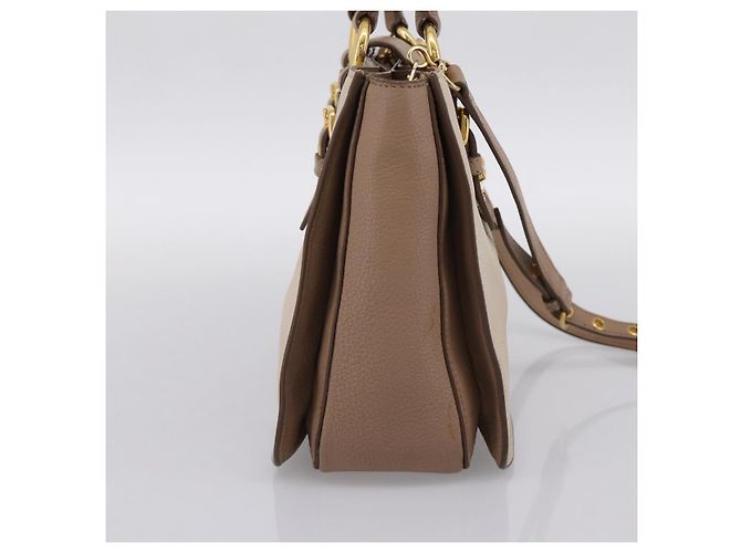 Borsa a mano Miu Miu in pelle 2way Beige Gold Auth ka5783A D'oro - vista 3