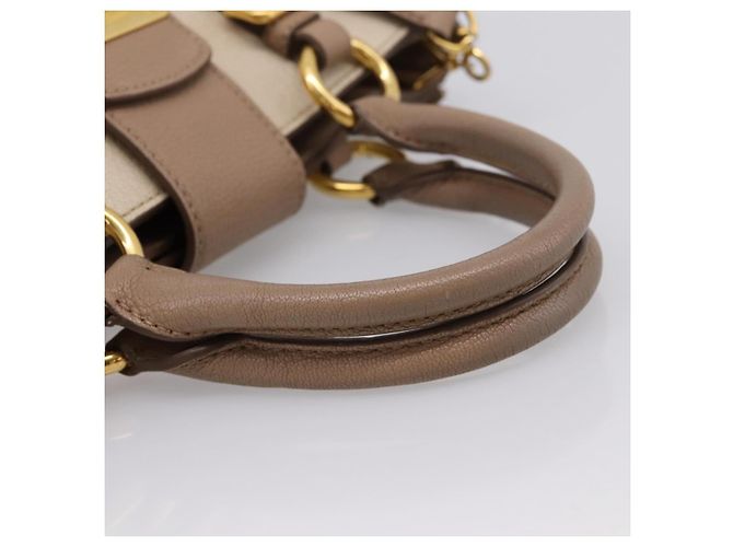 Borsa a mano Miu Miu in pelle 2way Beige Gold Auth ka5783A D'oro - vista 7