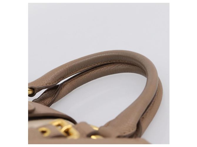 Borsa a mano Miu Miu in pelle 2way Beige Gold Auth ka5783A D'oro - vista 8