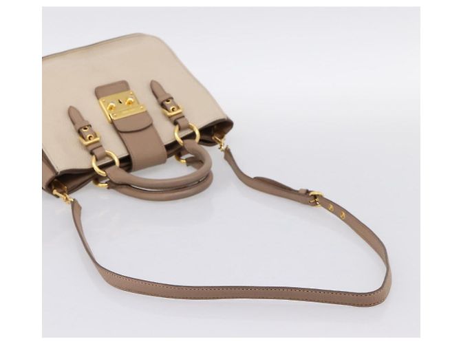 Borsa a mano Miu Miu in pelle 2way Beige Gold Auth ka5783A D'oro - vista 9