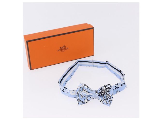 Hermès HERMES Fiocco a Nastro in Seta Azzurro Argento Auth 198802M Blu chiaro - vista 10