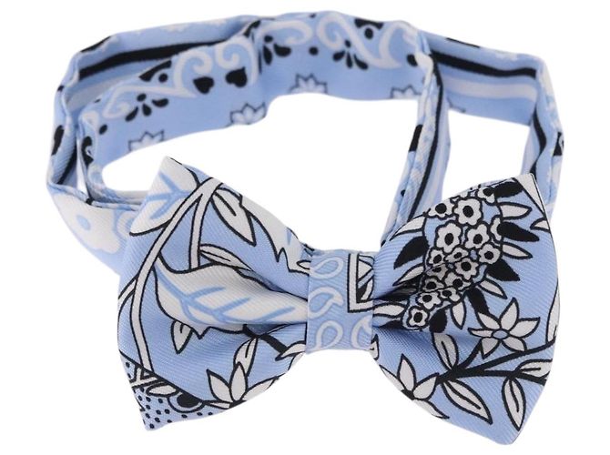 Hermès HERMES Fiocco a Nastro in Seta Azzurro Argento Auth 198802M Blu chiaro - vista 2