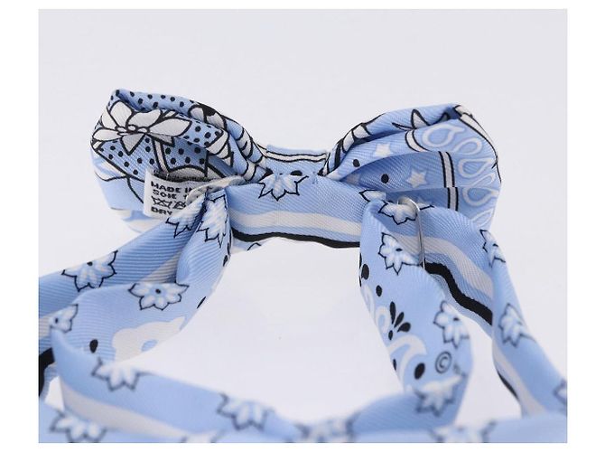 Hermès HERMES Fiocco a Nastro in Seta Azzurro Argento Auth 198802M Blu chiaro - vista 5