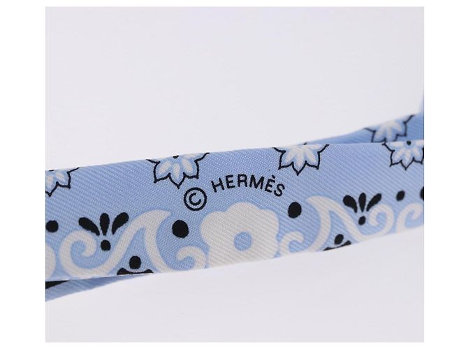 Hermès HERMES Fiocco a Nastro in Seta Azzurro Argento Auth 198802M Blu chiaro - vista 8