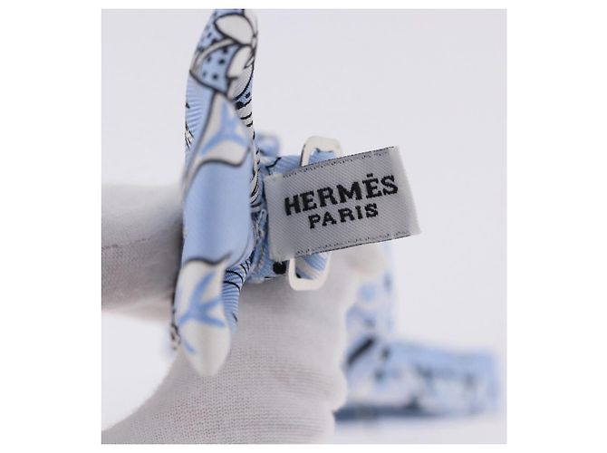 Hermès HERMES Fiocco a Nastro in Seta Azzurro Argento Auth 198802M Blu chiaro - vista 9