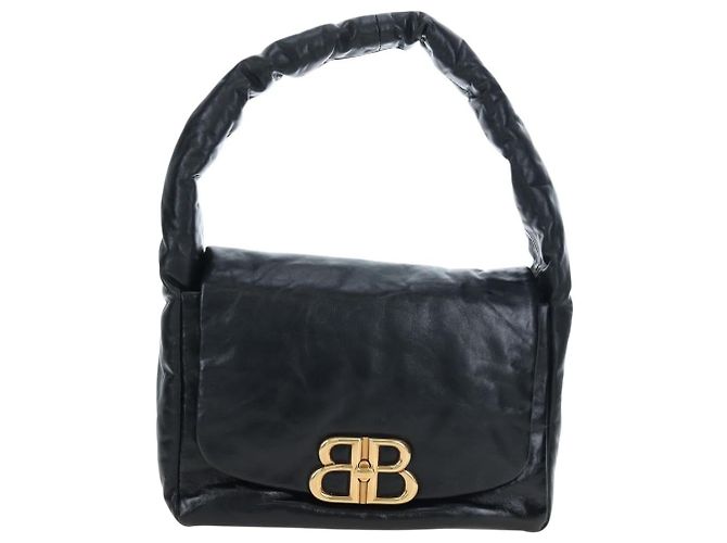 Borsa Sling Monaco BALENCIAGA Pelle Nero Oro 787896 Auth 196040M D'oro - vista 13