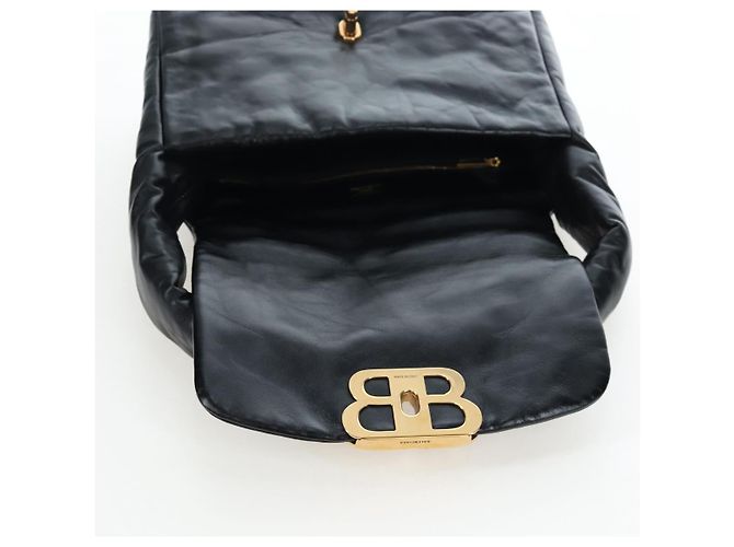 Borsa Sling Monaco BALENCIAGA Pelle Nero Oro 787896 Auth 196040M D'oro - vista 20