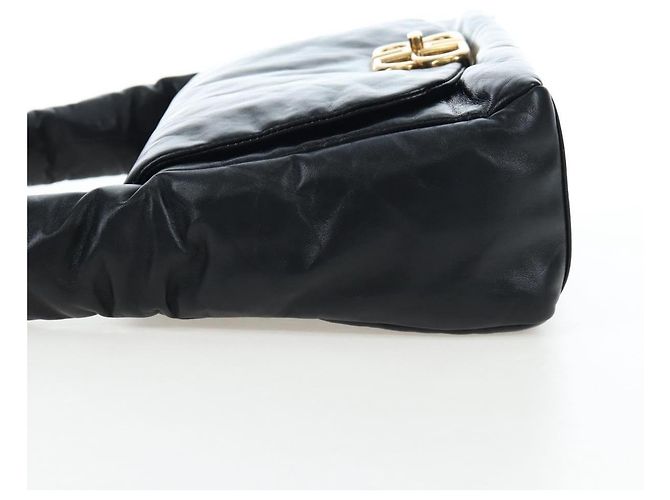 Borsa Sling Monaco BALENCIAGA Pelle Nero Oro 787896 Auth 196040M D'oro - vista 3