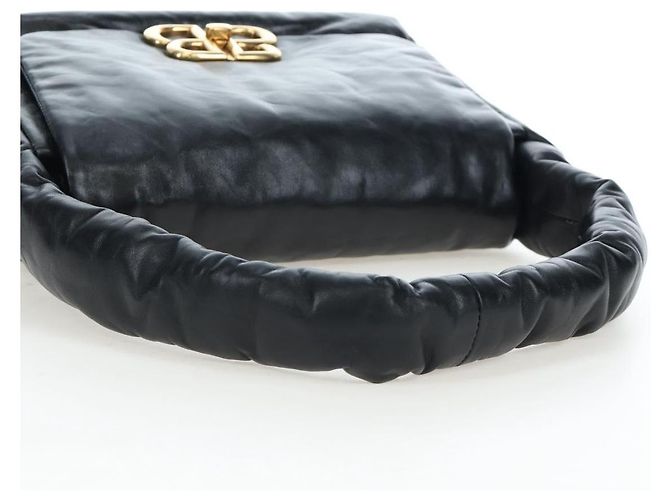 Borsa Sling Monaco BALENCIAGA Pelle Nero Oro 787896 Auth 196040M D'oro - vista 7