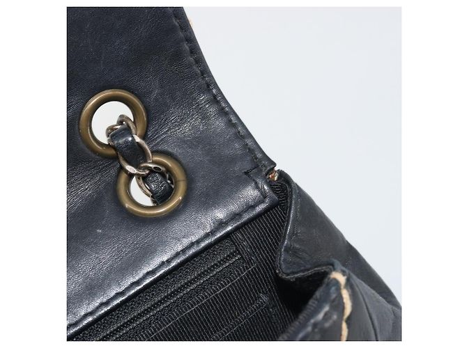 Borsa a tracolla con catena CHANEL Wild Stitch in pelle nera e oro CC Auth 198302V Nero D'oro - vista 10