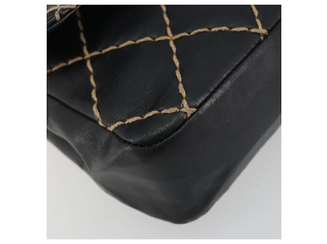 Borsa a tracolla con catena CHANEL Wild Stitch in pelle nera e oro CC Auth 198302V Nero D'oro - vista 16