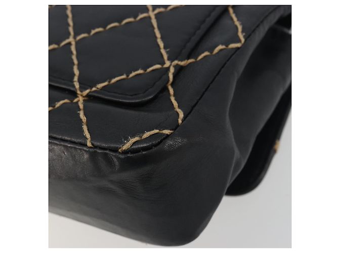 Borsa a tracolla con catena CHANEL Wild Stitch in pelle nera e oro CC Auth 198302V Nero D'oro - vista 17