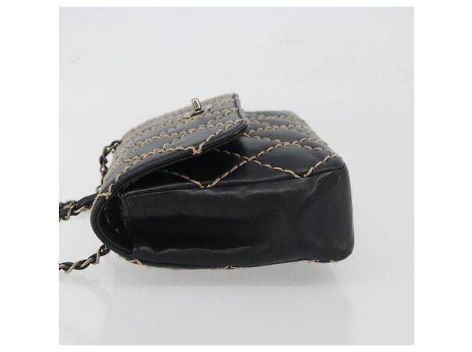 Borsa a tracolla con catena CHANEL Wild Stitch in pelle nera e oro CC Auth 198302V Nero D'oro - vista 4