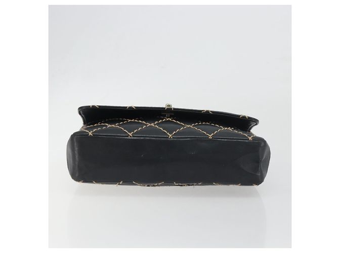Borsa a tracolla con catena CHANEL Wild Stitch in pelle nera e oro CC Auth 198302V Nero D'oro - vista 5