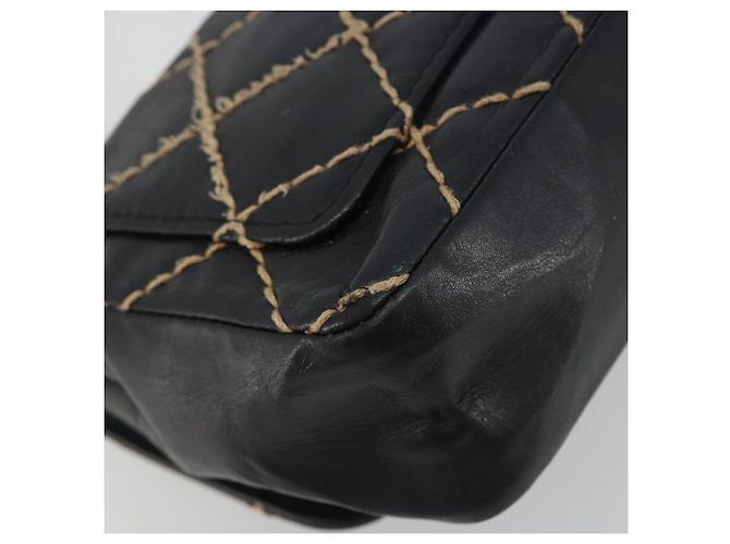 Borsa a tracolla con catena CHANEL Wild Stitch in pelle nera e oro CC Auth 198302V Nero D'oro - vista 8
