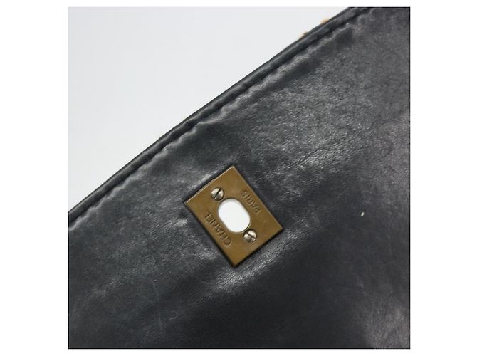 Borsa a tracolla con catena CHANEL Wild Stitch in pelle nera e oro CC Auth 198302V Nero D'oro - vista 9