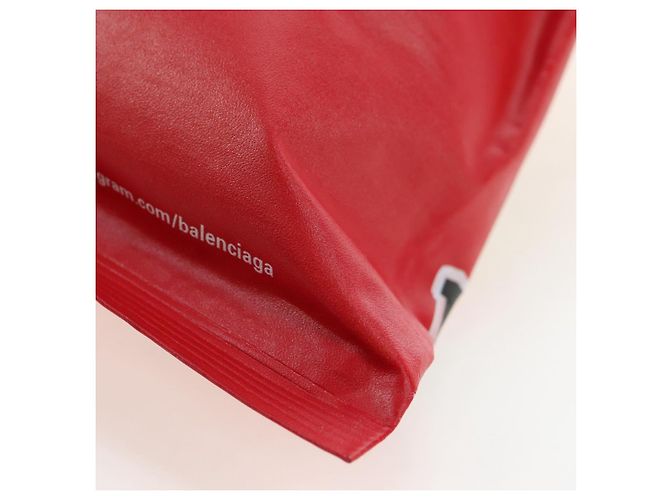 BALENCIAGA Chips Bag Clutch Bag Beschichtetes Canvas Rot Silber Auth 196449SAM - Ansicht 16